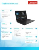 Notebook ThinkPad T16 G2 21HH0026PB W11Pro i7-1355U/16GB/512GB/INT/16.0 WUXGA/Thunder Black/3YRS Premier Support + CO2 Offset