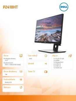 Monitor P2418HT 23.8 cali Touch IPS LED Full HD (1920x1080) /16:9/HDMI(1.4)/DP(1.2)/VGA/5xUSB 3.0/3Y PPG