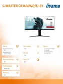 Monitor 34 cale GB3466WQSU-B1 VA,UWQHD,144HZ,1MS,1500R,HDMI/DPx2,USB 3.0