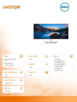 Monitor U4021QW 40 cali 40 Curved 21:9/5120x2160/3Y PPG