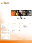 Monitor AG493UCX 49 cali 120Hz VA Curved HDMIx2 DPx2 regulacja wysokości