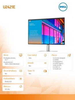 Monitor U2421E 24,1 cali WUXGA (1920x1200) /16:10/HDMI/DP/USB-C/RJ-45/5xUSB 5 Gbps /3Y PPG