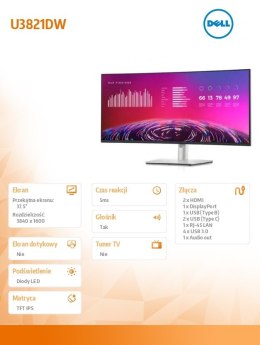 Monitor Dell U3821DW 38 cali Curved 21:9/3840x1600/3Y PPG