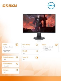 Monitor S2722DGM 27 cali VA 2560x1440/2xHDMI/DP/3Y