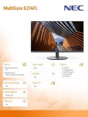 Monitor MultiSync E274FL 27 cali USB-C HDMI czarny