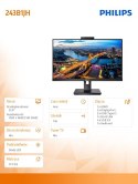 Monitor 243B1JH 23.8 cala IPS HDMI DP USB-C Pivot Kamera