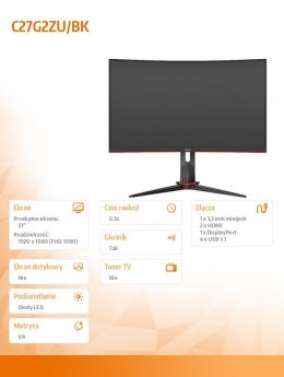 Monitor C27G2ZU 27 VA 240 Hz Curved HDMIx2 DP USB Regulacja wysokości