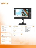 Monitor Q24P2Q 23.8 IPS HDMI DP USB Pivot