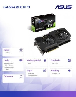 Karta graficzna GeForce RTX 3070 Dual OC V2 8GB GDDR6 256bit 3DP/2HDMI