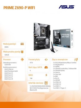 Płyta główna PRIME Z690-P WIFI s1700 4DDR5 DP/HDMI ATX