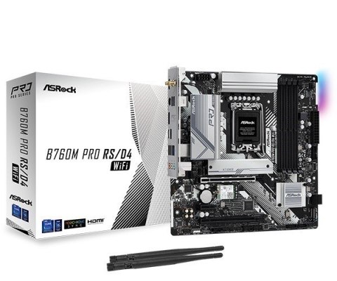 Płyta główna B760M Pro RS/D4 WIFI s1700 4DDR4 DP/HDMI mATX