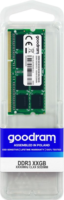 Pamięć GoodRam GR1600S364L11/8G (DDR3 SO-DIMM; 1 x 8 GB; 1600 MHz; CL11)