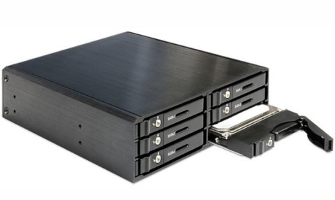 Kieszeń HDD wewnętrzna HDD 5.25 ->6X HDD/SSD 2.5 SATA czarna