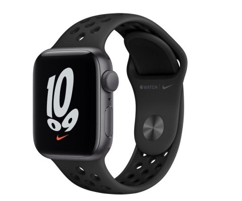 Watch Nike SE GPS, 44mm koperta z aluminium w kolorze gwiezdnej szarości z paskiem sportowym w kolorze antracyt/czarny