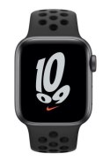 Watch Nike SE GPS + Cellular, 44mm koperta z aluminium w kolorze gwiezdnej szarości z paskiem sportowym w kolorze antracyt/czarn