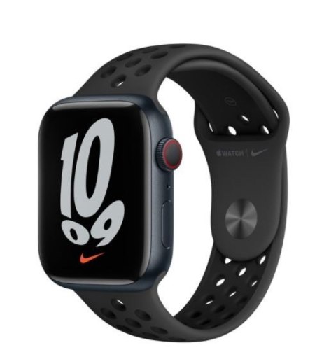 Watch Nike Series 7 GPS, 41mm Koperta z aluminium w kolorze księżycowej poświaty z paskiem sportowym Nike kolor antracyt/czarny 