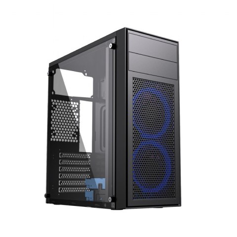 Obudowa Midi Tower Fornax M100B ATX niebiesie wentylatory Czarna