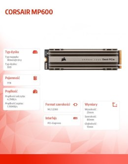 Dysk SSD 1TB MP600 CORE 4700/1950 MB/s M.2 NVMe PCIe Gen. 4 x4