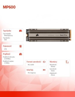 Dysk SSD 2TB MP600 CORE 4950/3700 MB/s M.2 NVMe PCIe Gen. 4 x4