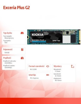 Dysk SSD Exceria Plus G2 500GB NVMe 3400/3200Mb/s