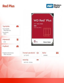 Dysk Red Plus 8TB 3,5 cala CMR 256MB/5640RPM Class