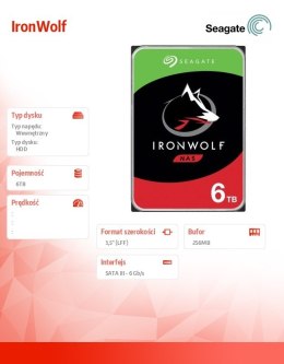 Dysk IronWolf 6TB 3,5 cala 256MB ST6000VN001