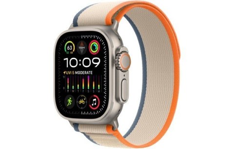 Watch Ultra 2 GPS + Cellular, 49mm Koperta z tytanu z opaską Trail w kolorze pomarańczowym/beżowym - M/L