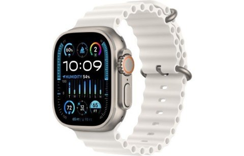 Watch Ultra 2 GPS + Cellular, 49mm Koperta z tytanu z paskiem Ocean w kolorze białym