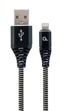 GEMBIRD KABEL PREMIUM USB 2.0 DO 8-PIN (METALOWE WTYKI,OPLOT) 1M, CZARNO/BIAŁY