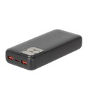 RIVACASE POWERBANK 20.000 MAH USB-C 20W LCD, 1X WE/WY USB-C PD 20W, 2X USB-A QC 3.0 18W, CZARNY