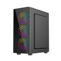 GEMBIRD OBUDOWA FORNAX 500 MIDI-TOWER (2X USB 3.1, 1X USB 2.0, HD AUDIO, SZKLANY PANEL BOCZNY, PODŚWIETLENIE ARGB) CZARNA