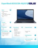Notebook ExpertBook B2502CBA-BQ0077X i3 1215U /8GB/256GB/intel/15,6cala/Windows11Pro/36 mies gwarancja NBD