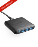 Ładowarka PowerPort Atom III Slim Black Fabric 45W USB C x1, 20W 3 x USB A EU