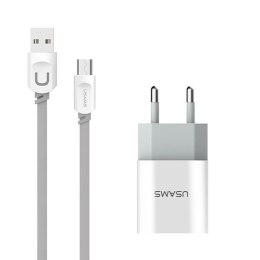 Ładowarka sieciowa 2xUSB 2,4A micro USB biały MICCUJT01