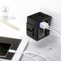 Ładowarka sieciowa 2xUSB T2 Adapter 4w1 US/AU/EU/UK czarny CC44TC01