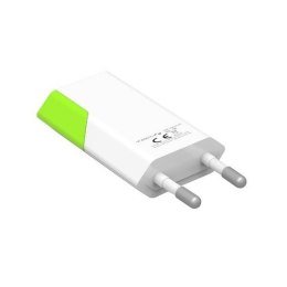 Ładowarka sieciowa slim USB 230V-5V 1A biało-zielona