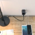 PA-TA01 Black uniwersalny podróżny adapter sieciowy 2xUSB+1xUSB C | 7.8A | pasuje w 150 krajach