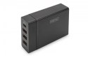 Uniwersalna 4-portowa ładowarka sieciowa 240V USB Typ C (5-20V/3A/60W) 3xUSB A (5V/2.4A) PD Czarna