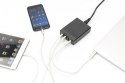 Uniwersalna 4-portowa ładowarka sieciowa 240V USB Typ C (5-20V/3A/60W) 3xUSB A (5V/2.4A) PD Czarna