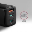 ACU-DPQ65 Ładowarka sieciowa, GaN 65W, 3x port (USB-A + dual USB-C), PD3.0/QC4+/PPS/Apple, czarna