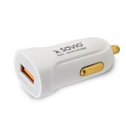 Ładowarka samochodowa Quick Charge 3.0A, biała, SA-05/W