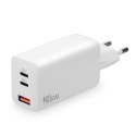 Ładowarka USB/USB-C QC4+ 65W technologia GaN Biała