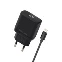 Ładowarka sieciowa 30W GaN USB-C + kabel lightning, czarna