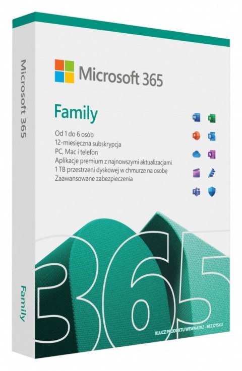 365 Family PL P10 1Y 6Users Win/Mac Medialess Box 6GQ-01940