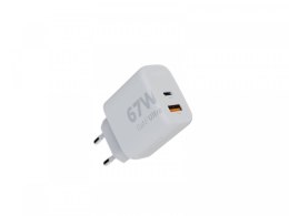 Ładowarka ścienna Ultra GaN2 67W USB-C PD,USB-A QC 3.0 Biała