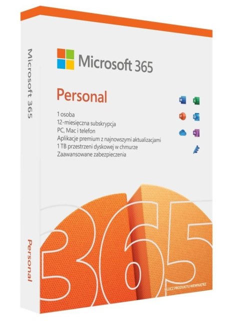 Microsoft 365 Personal PL P8 1Y 1U Win/Mac Medialess Box QQ2-01434 Zastępuje P/N: QQ2-01000