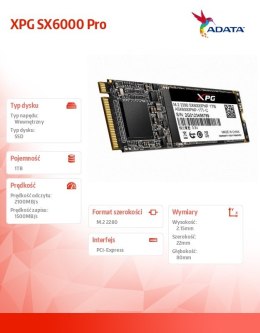 Dysk SSD XPG SX6000Pro 1TB PCIe 3x4 2.1/1.4 GB/s M2