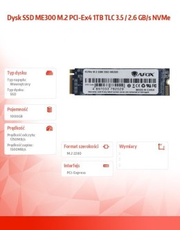 Dysk SSD ME300 M.2 PCI-Ex4 1TB TLC 3.5 / 2.6 GB/s NVMe