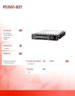 Dysk 600GB SAS 12G Mission Critical 10K SFF BC Multi Vendor HDD P53561-B21