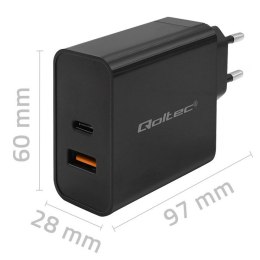 Ładowarka Super Quick PD | 1xUSB-C | 1xUSB | 65W | 5-20V | 1.5-3.25A | Czarna